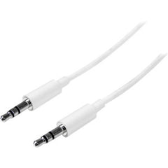 STARTECH 3m White Slim 3.5mm Stereo Audio Cable - 3.5mm Audio Aux Stereo - Male to Male Headphone Cable - 2x 3.5mm Mini Jack (M) White