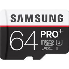 SAMSUNG MICRO SD 64GB PRO PLUS/W ADAPTER 95MB/S READ 90MB/S WRITE 10 YEARS LIMITED WARRANTY