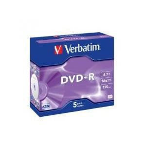 VERBATIM DVD+R 5pk Jewel Case - 4.7GB 16x