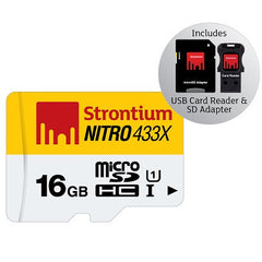 STRONTIUM TECHNOLOGY 16GB NITRO Micro SD w/ 3 in 1 Adaptor