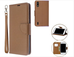 Leather Wallet Case - Vodafone Smart N11 Color Brown